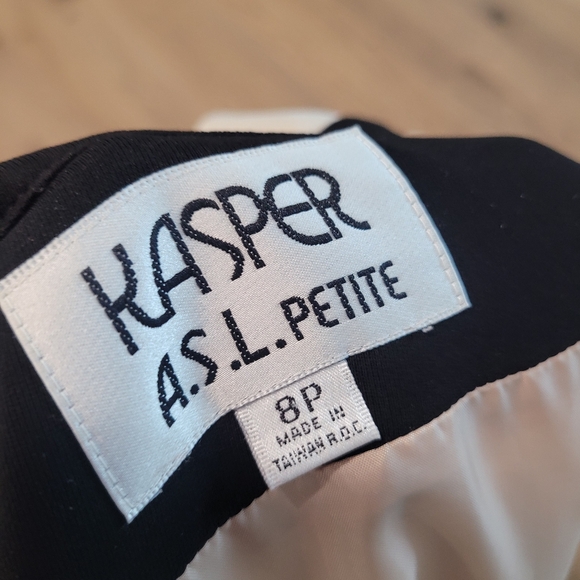 Kasper for A.S.L Women's Button Pocket Shoulder Wrap Blazer Black/White Size 8 - Picture 5 of 5